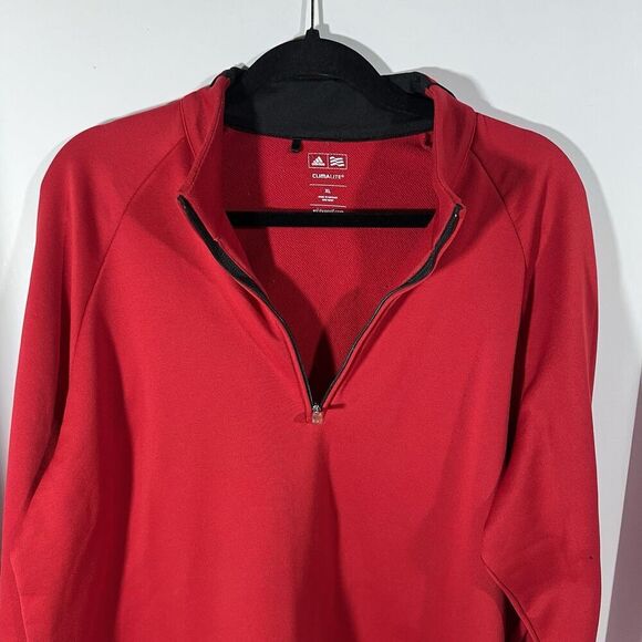 Adidas Golf Climalite 1/4 Zip Pullover Long Sleeve Sweatshirt Red Men's XL - Picture 3 of 6